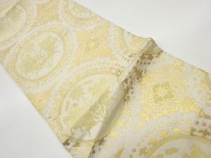 向かい狩人に花菱模様織出し袋帯